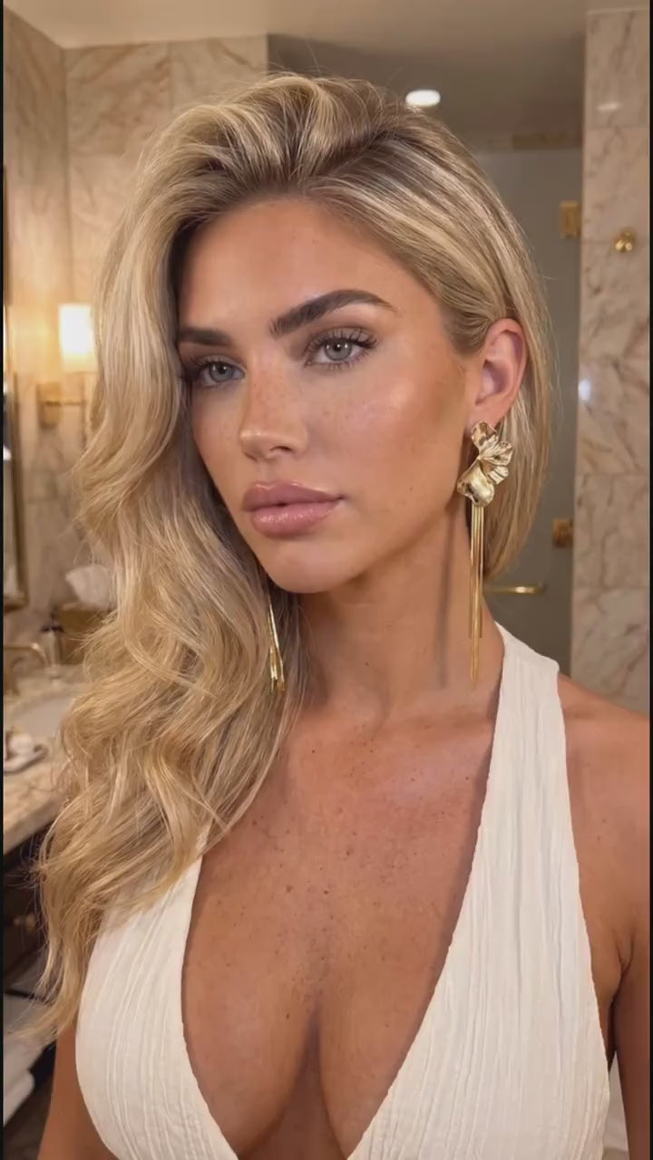 Gold Flower Petal Fringe Earrings