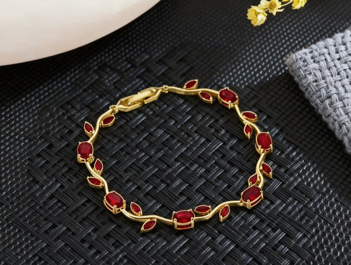 Women's Tulip Floral Floral Bracelet, Coquette Flower Bracelet, Crystals Bracelet, Gift for Her